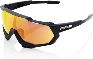 100% Speedtrap Sport Performance Sunglasses - Sport and Cycling Eyewear (Soft TACT Black - HiPER Red Multilayer Mirror Lens)