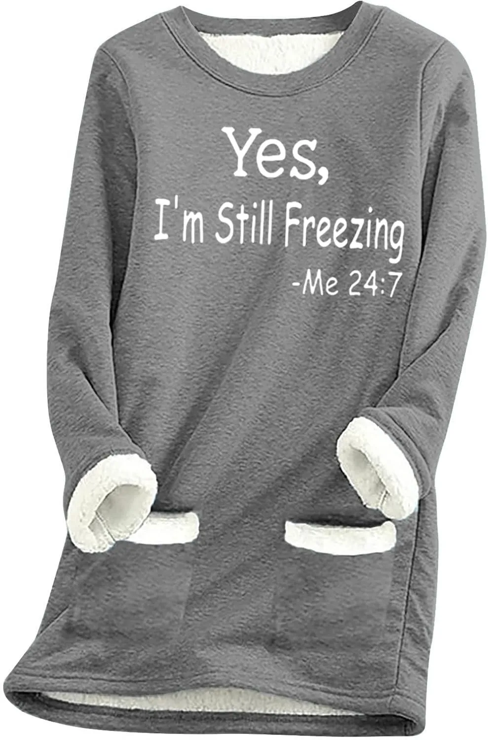 2024 Fashion Winter Warm Sweatshirt Fleece Thick Letter Print Pullover Tops Oversized Wool Warm Sweater With Pockets