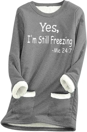 2024 Fashion Winter Warm Sweatshirt Fleece Thick Letter Print Pullover Tops Oversized Wool Warm Sweater With Pockets