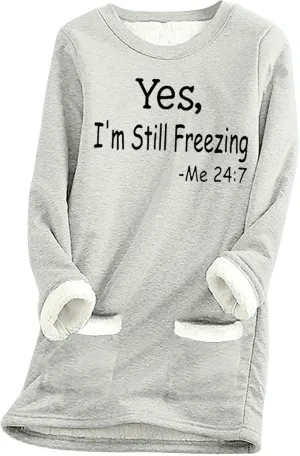 2024 Fashion Winter Warm Sweatshirt Fleece Thick Letter Print Pullover Tops Oversized Wool Warm Sweater With Pockets