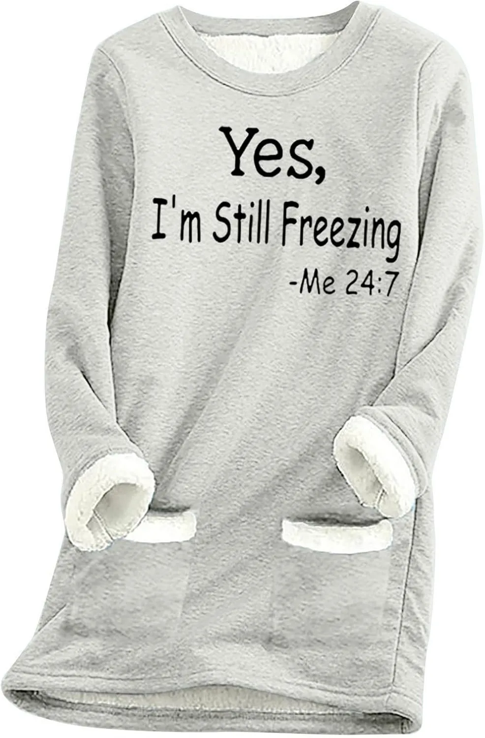 2024 Fashion Winter Warm Sweatshirt Fleece Thick Letter Print Pullover Tops Oversized Wool Warm Sweater With Pockets