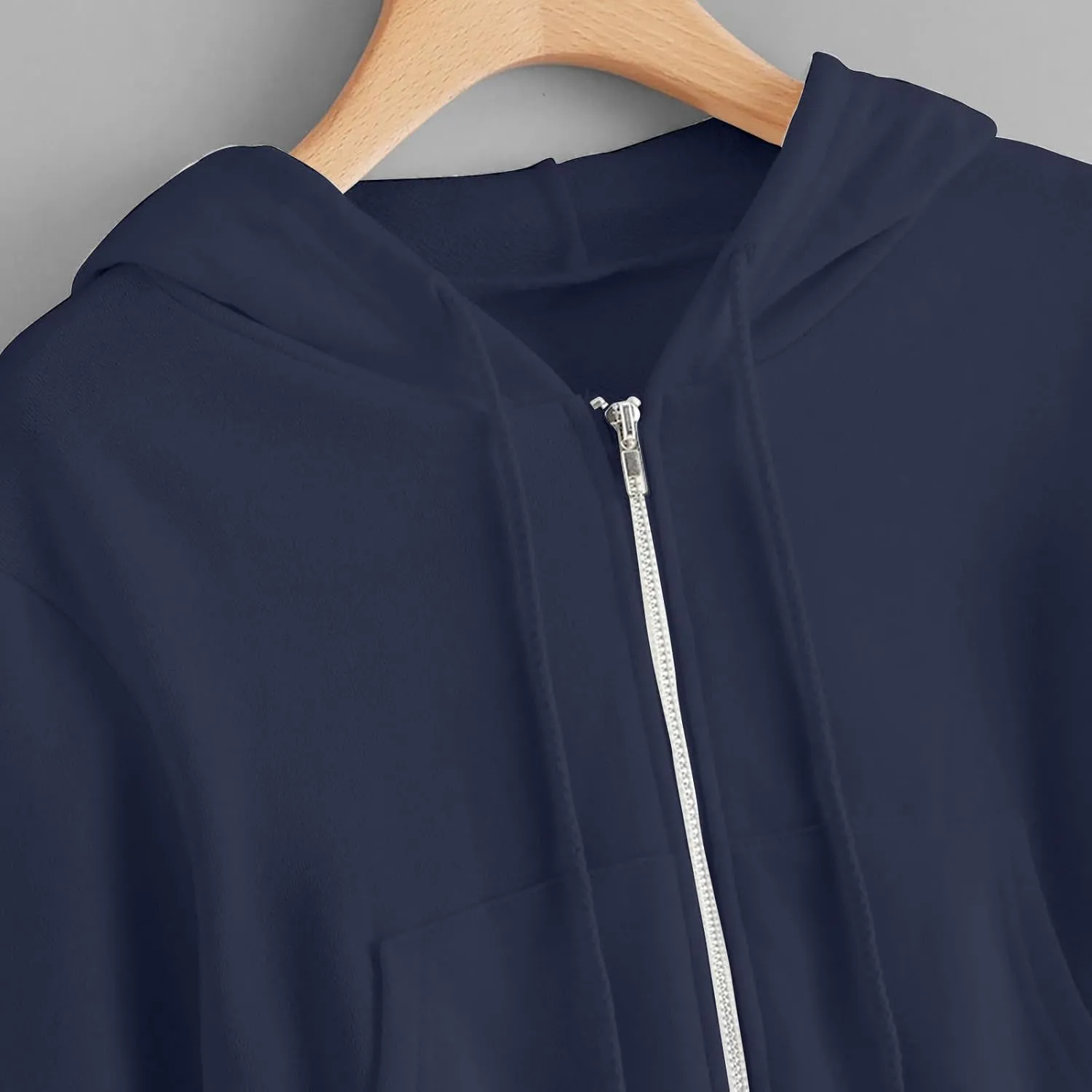 2025 Womens Cropped Zip Up Hoodie Long Sleeve Workout Hooded Sweatshirt Casual Drawstring Jackets Trendy Spring Coat