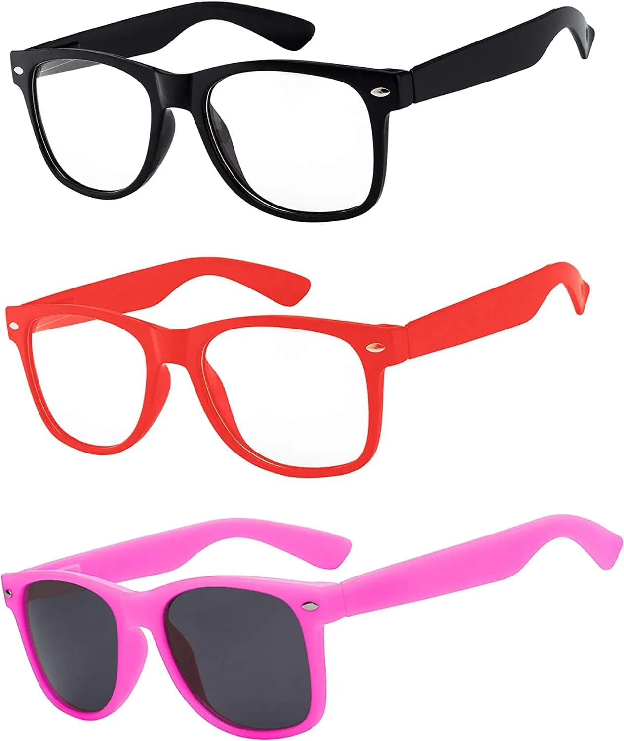 3 Pairs Kids Clear Lens Glasses Protect Child's Eyes from UVB UVA Blocking