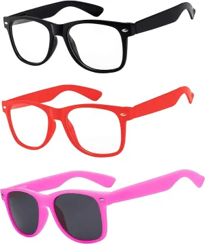 3 Pairs Kids Clear Lens Glasses Protect Child's Eyes from UVB UVA Blocking