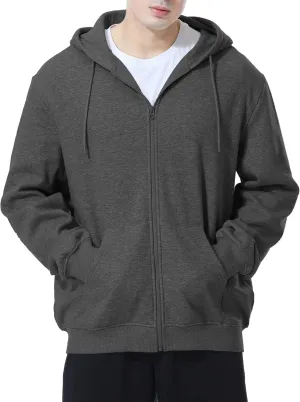 ALAVIKING Mens Zip up Hoodie Antistatic Fabric Hooded Sweatshirt with Pockets Athletic Fleece Hoodies for Men Size S-3XL