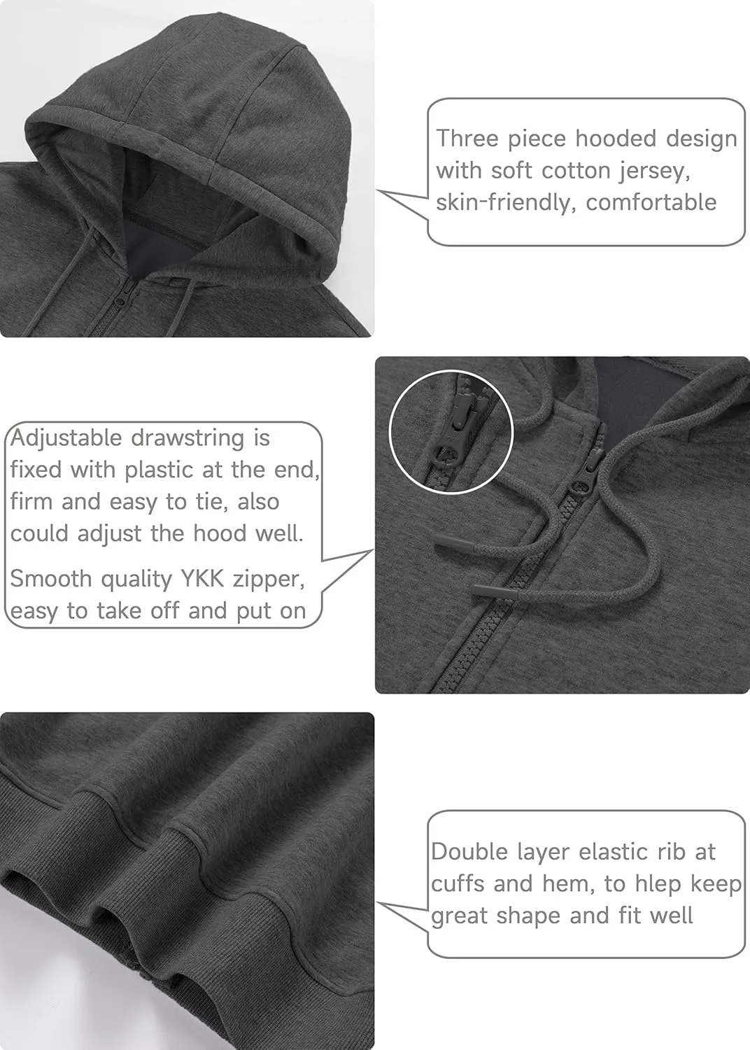 ALAVIKING Mens Zip up Hoodie Antistatic Fabric Hooded Sweatshirt with Pockets Athletic Fleece Hoodies for Men Size S-3XL