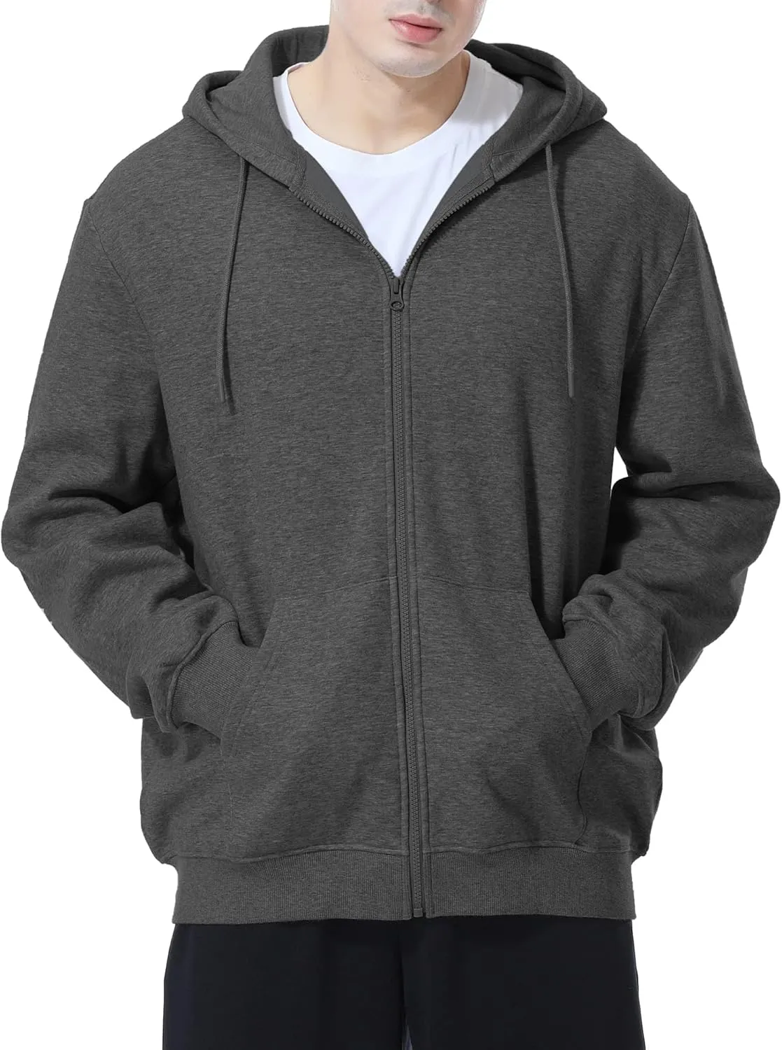 ALAVIKING Mens Zip up Hoodie Antistatic Fabric Hooded Sweatshirt with Pockets Athletic Fleece Hoodies for Men Size S-3XL