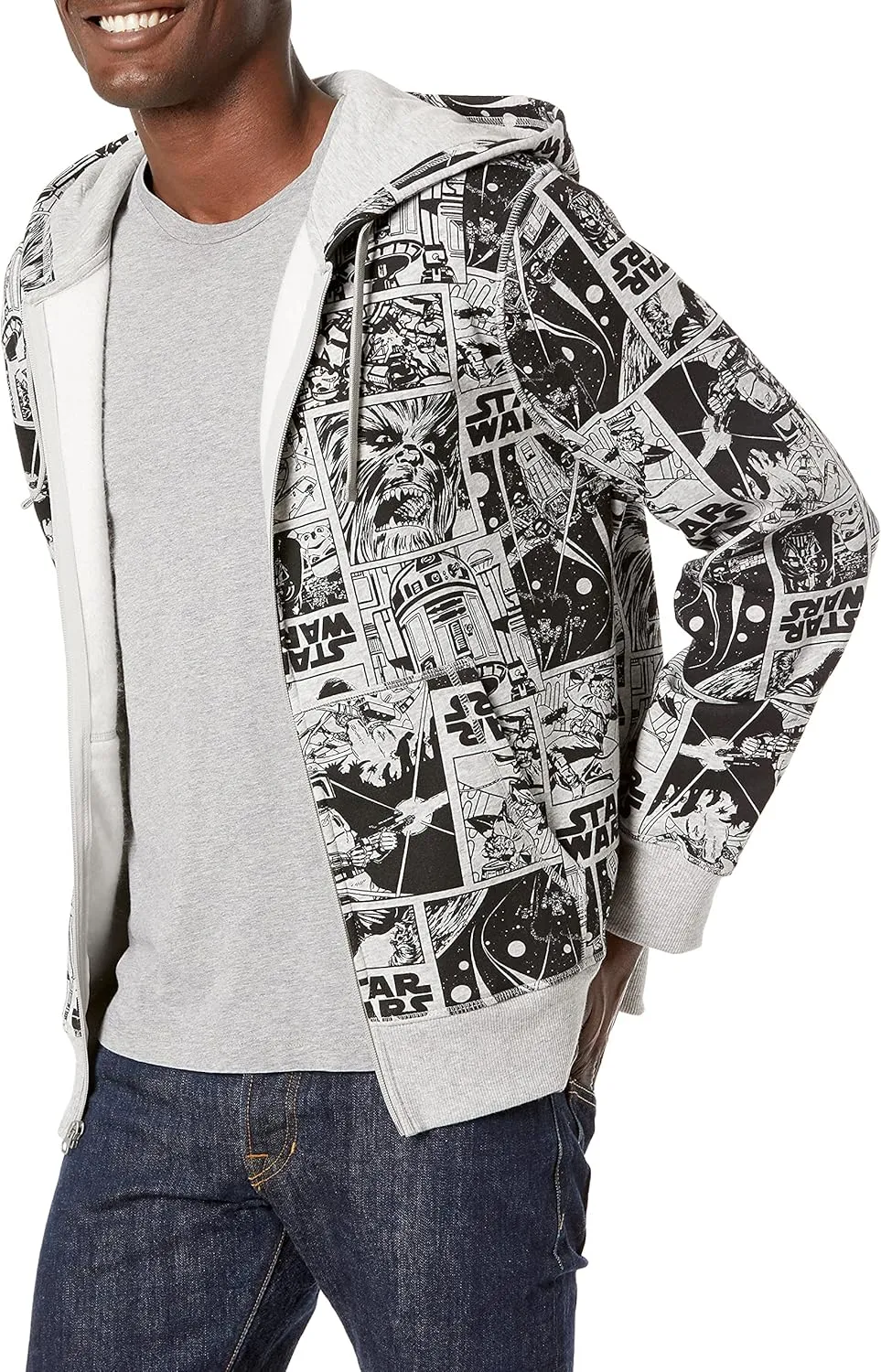 Amazon Essentials Disney | Marvel | Star Wars Men's Fleece Full-Zip Hoodie Sweatshirts (Available in Big & Tall)