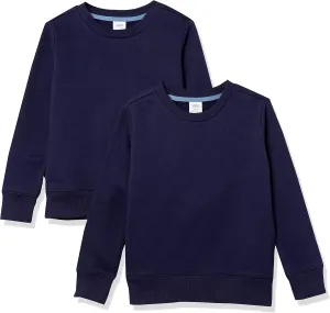 Amazon Essentials Girls and Toddlers' Fleece Crewneck Pullover Sweatshirts, Pack of 2