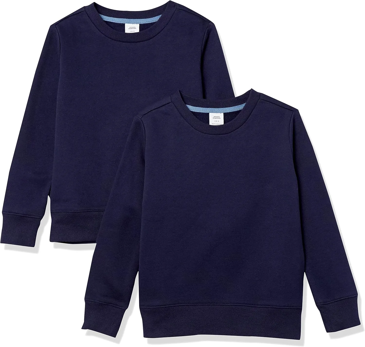 Amazon Essentials Girls and Toddlers' Fleece Crewneck Pullover Sweatshirts, Pack of 2