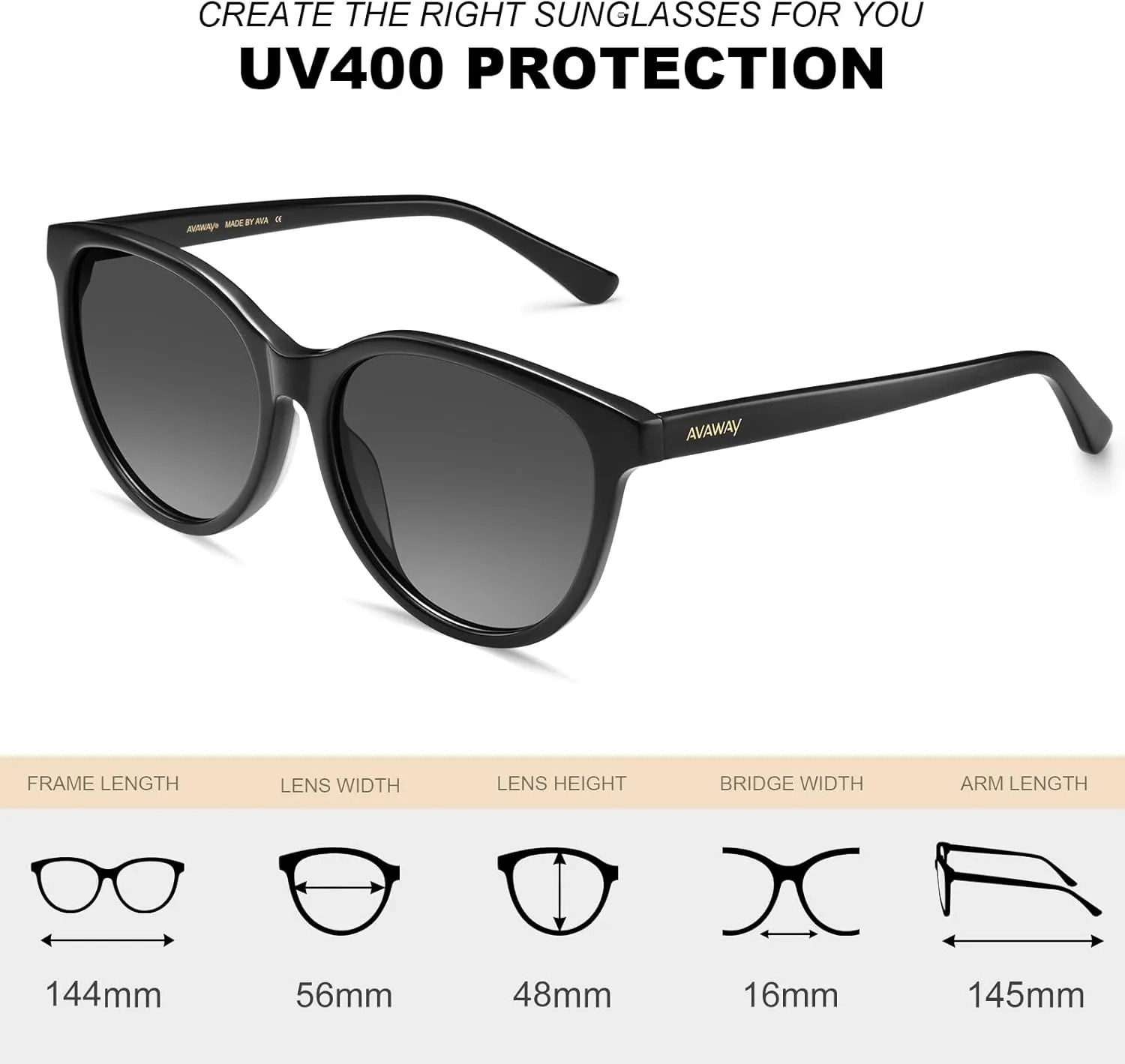 AVAWAY Women's Sunglasses Polarized 100% UV Protection for Driving Golf Hiking Boating