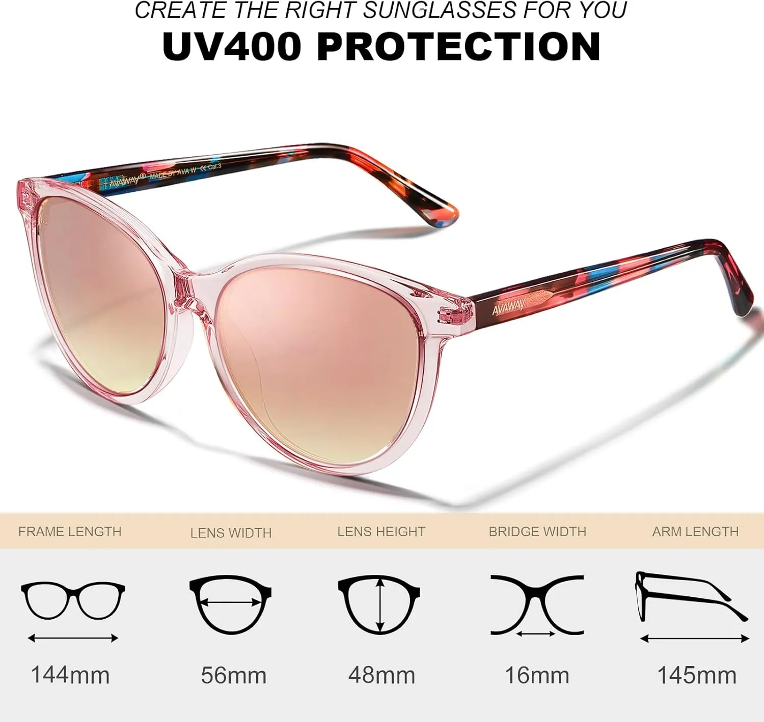 AVAWAY Women's Sunglasses Polarized 100% UV Protection for Driving Golf Hiking Boating