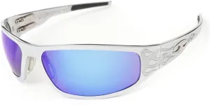 Bagger Motorcycle Polarized Mirror Lens Sunglasses with Flame Frame