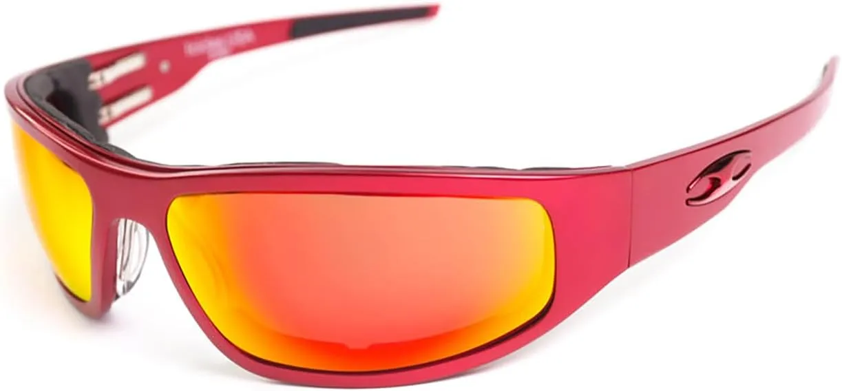 Bagger Motorcycle Polarized Mirror Lens Sunglasses with Red Smooth Frame