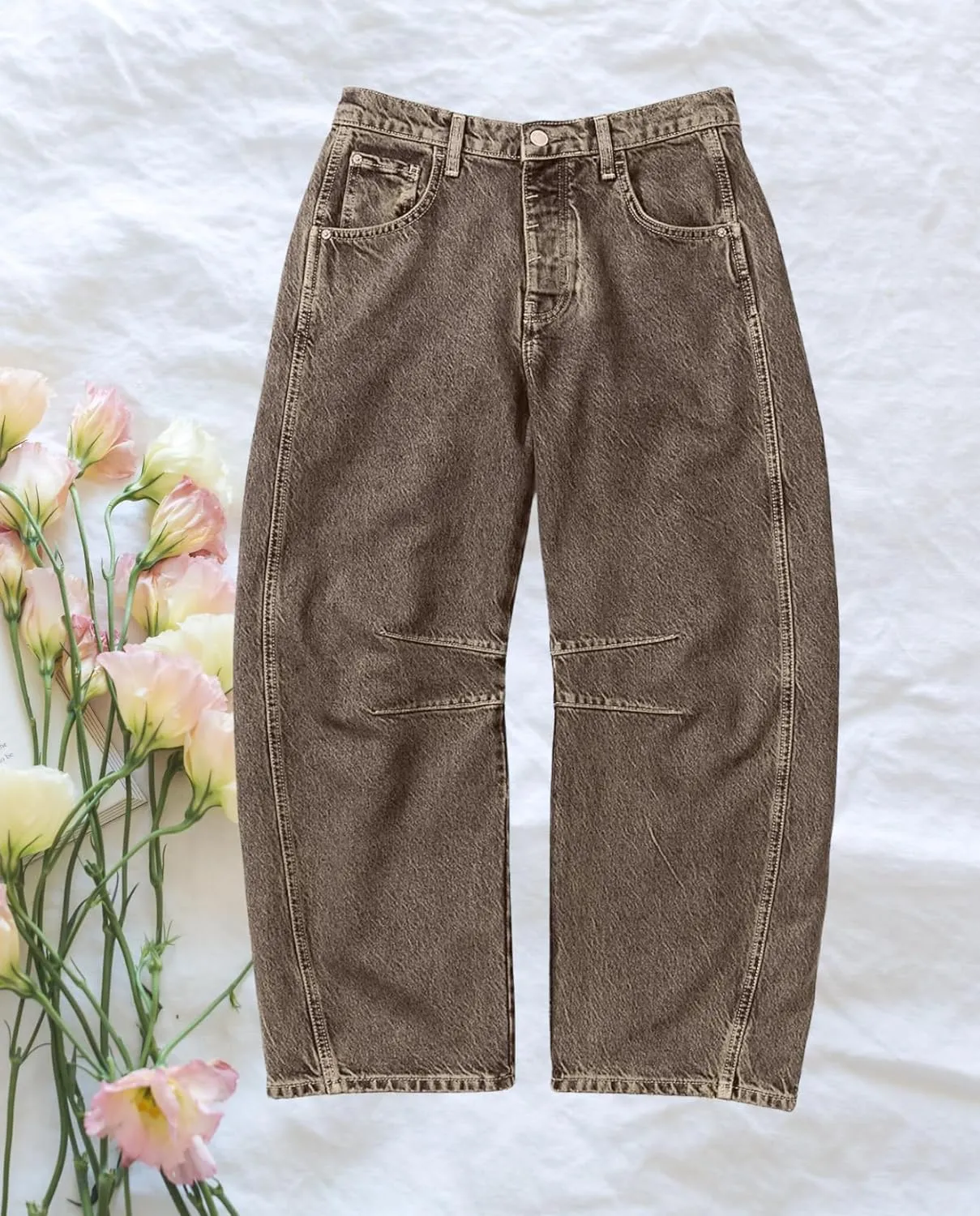 Barrel Jeans Women Baggy Boyfriend Wide Leg High Waist Midrise Button Fly Y2k Cargo Fall 2024