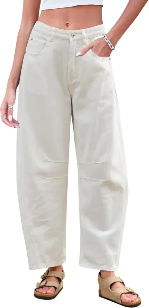 Barrel Jeans Women Baggy Boyfriend Wide Leg High Waist Midrise Button Fly Y2k Cargo Fall 2024