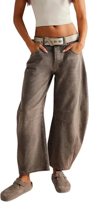 Barrel Jeans Women Baggy Boyfriend Wide Leg High Waist Midrise Button Fly Y2k Cargo Fall 2024