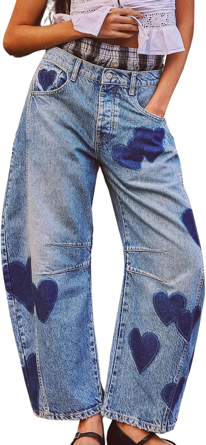 Barrel Jeans Women Baggy Boyfriend Wide Leg High Waist Midrise Button Fly Y2k Cargo Fall 2024
