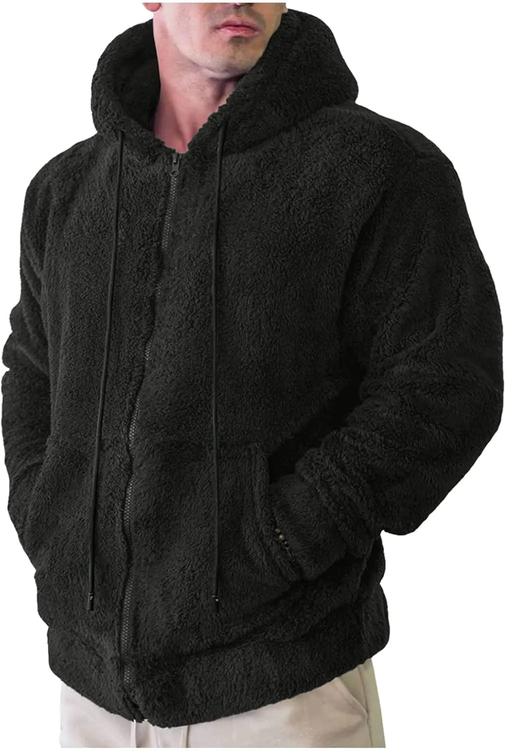 BIFUTON Winter Jackets for Men, Men's Outdoor Casual Fleece Sherpa Lined Full Zip Hooded Jacket Warm Heavyweight Winter Coats