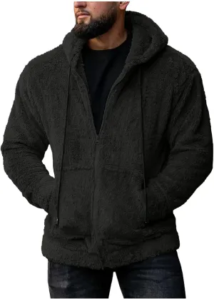 BIFUTON Winter Jackets for Men, Men's Outdoor Casual Fleece Sherpa Lined Full Zip Hooded Jacket Warm Heavyweight Winter Coats