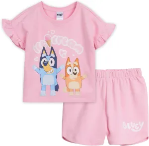 Bluey Vintage Wash Drop Shoulder T-Shirt and Shorts Outfit Set Toddler to Big Kid Sizes (2T - 10-12)