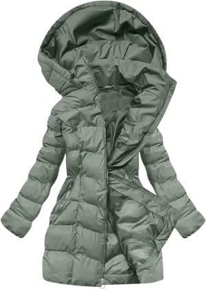 Borniu Women Winter Down Puffer Coat Warm Hooded Down Jacket Quilted Thicken Puffer Jacket Outerwear with Pockets