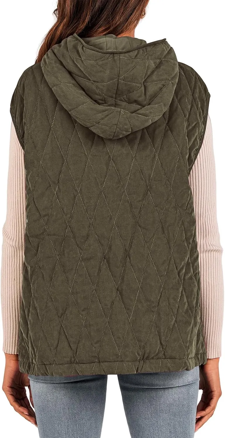 Canbebig Women's Vest Casual Hooded Jackets Sleeveless Puffer Vest Zip Up Down Coats Warm Winter Coats Outwear with Pockets