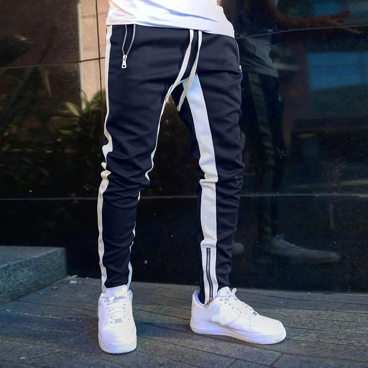 Cargo Sweatpants for Men Tactical Pants Lightweight Hiking Workout Jogger Mens Streetwear Reflective Tactical Track