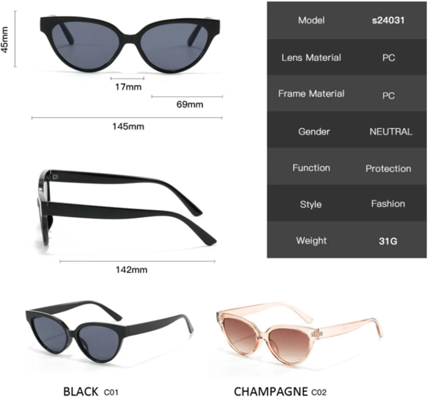 Cat Eye Sunglasses for Women Men Retro Cat Eye Uv400 Vintage Travel