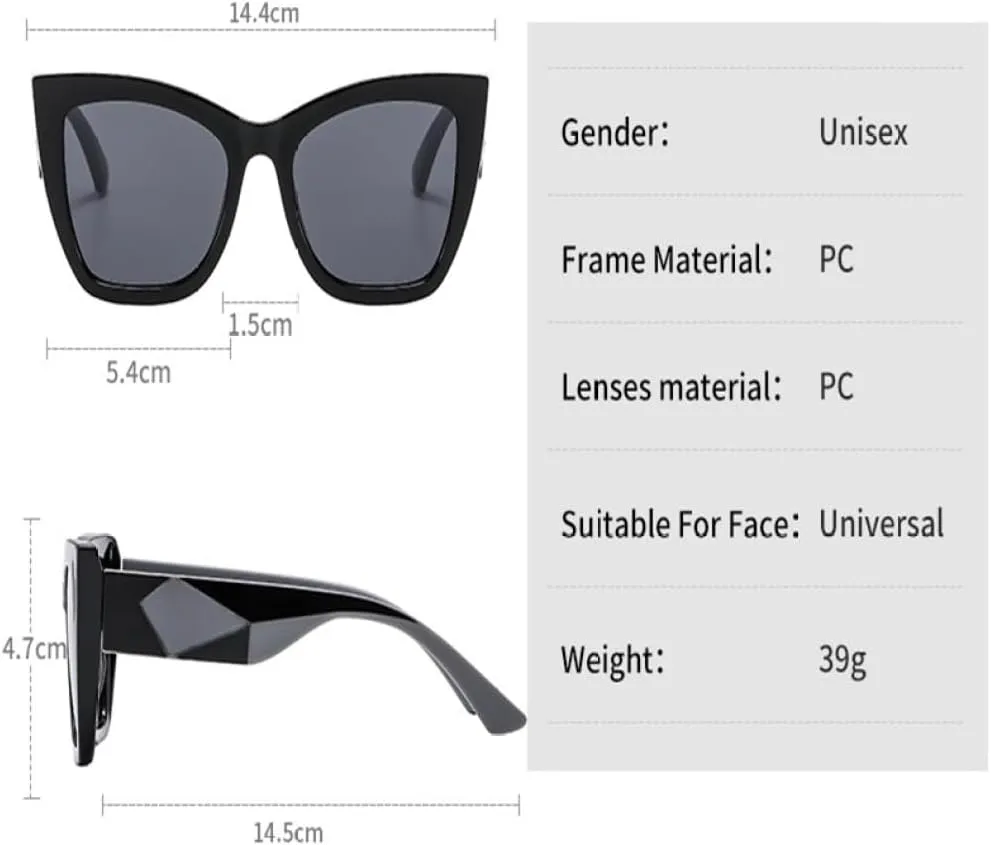 Cat Eye Sunglasses Men Women Sun Glasses Travel Shades Vintage Retro UV400