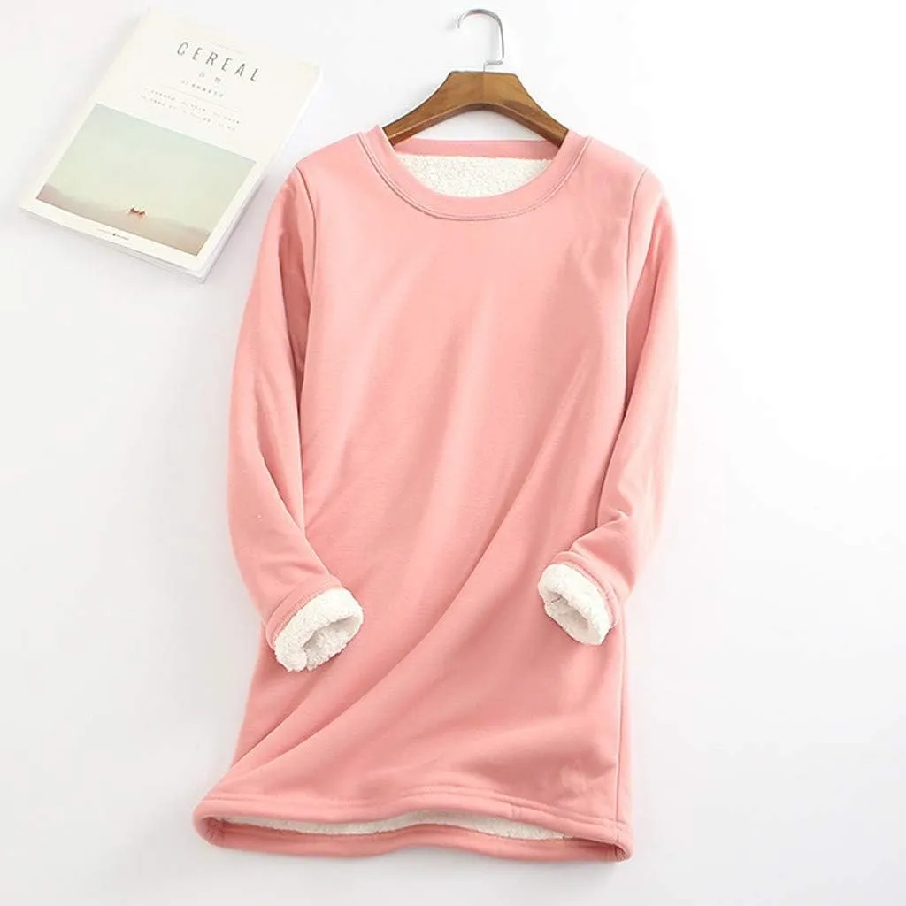 Ceboyel Women Fleece Lined Sweatshirts Sherpa Fuzzy Pullover Tops Loose Fit Cute Sweater Warm Winter Trendy Cozy Clothing