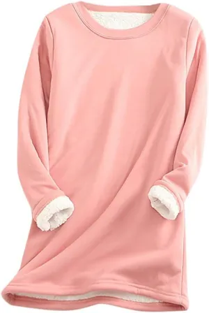 Ceboyel Women Fleece Lined Sweatshirts Sherpa Fuzzy Pullover Tops Loose Fit Cute Sweater Warm Winter Trendy Cozy Clothing