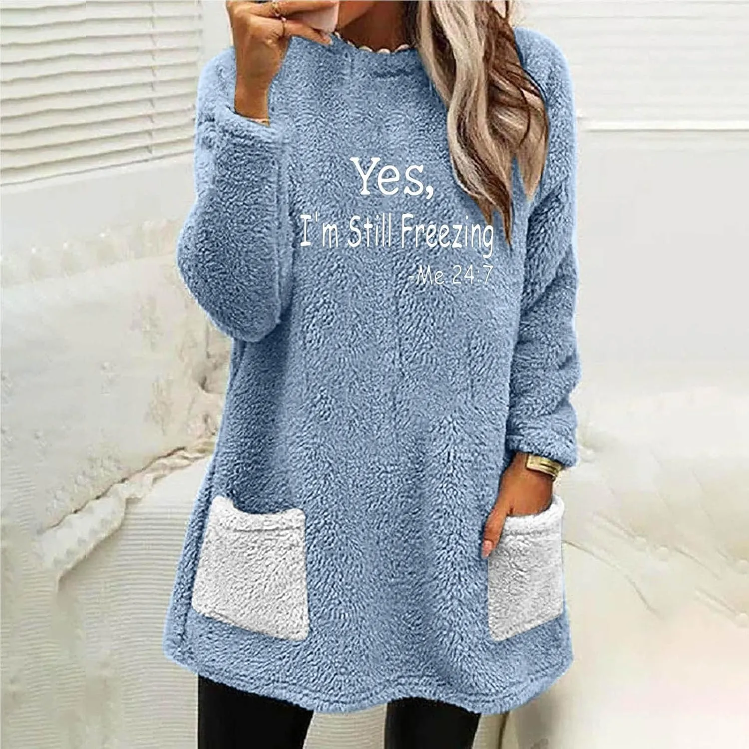 Ceboyel Womens Fleece Lined Sweatshirts Sherpa Fuzzy Sweater Long Sleeve Cute Tops Pullover Warm Winter Trendy Clothing