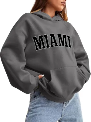 Chicago Hoodies for Women Cozy Sweatshirt Y2K Crewneck Long Sleeve Pullover Oversized Hoodie with Pockets