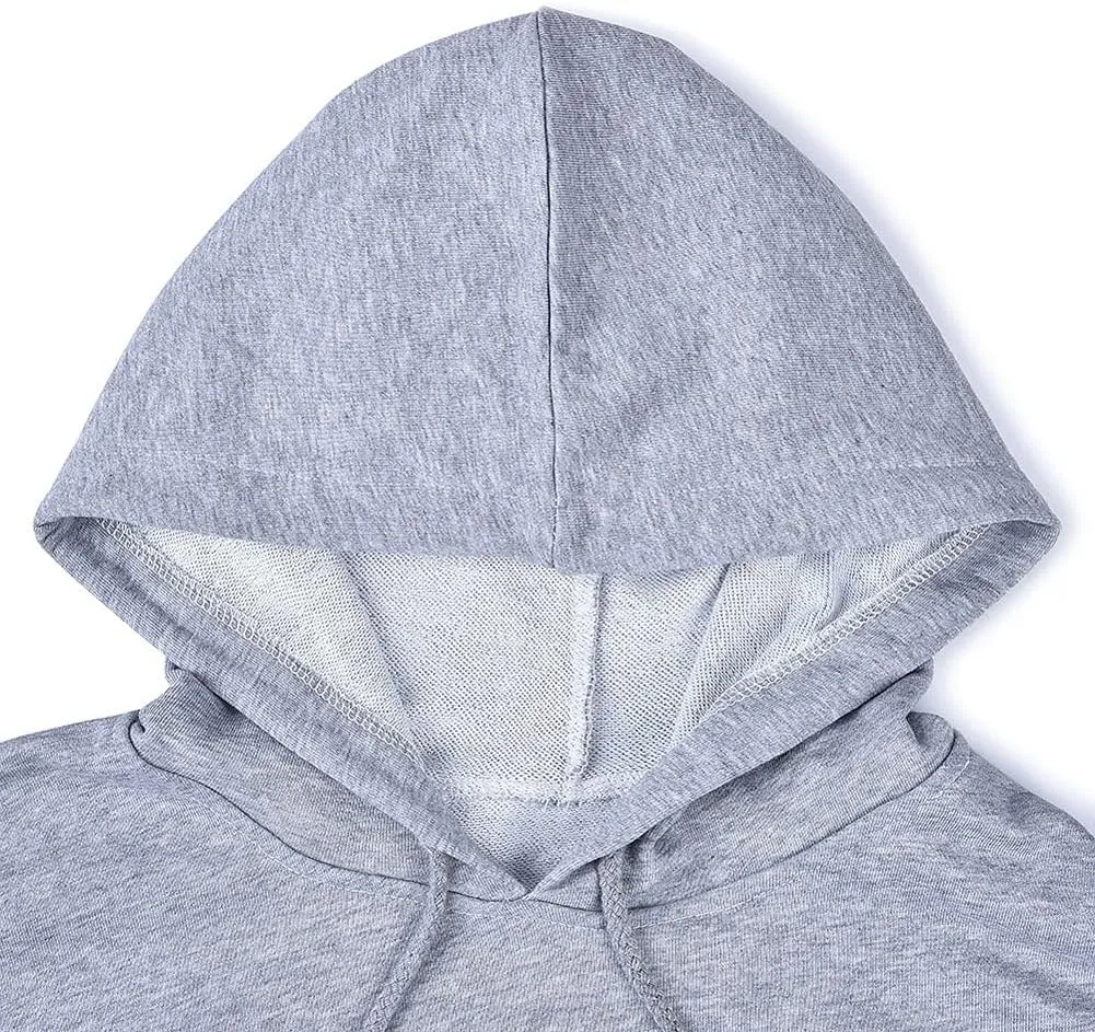 chouyatou Women's Casual Cut Raw Edge Cropped Hooded Pullover Sweatshirt Hoodie