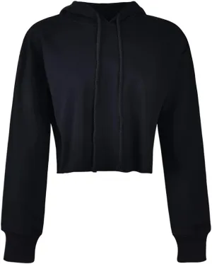 chouyatou Women's Casual Cut Raw Edge Cropped Hooded Pullover Sweatshirt Hoodie