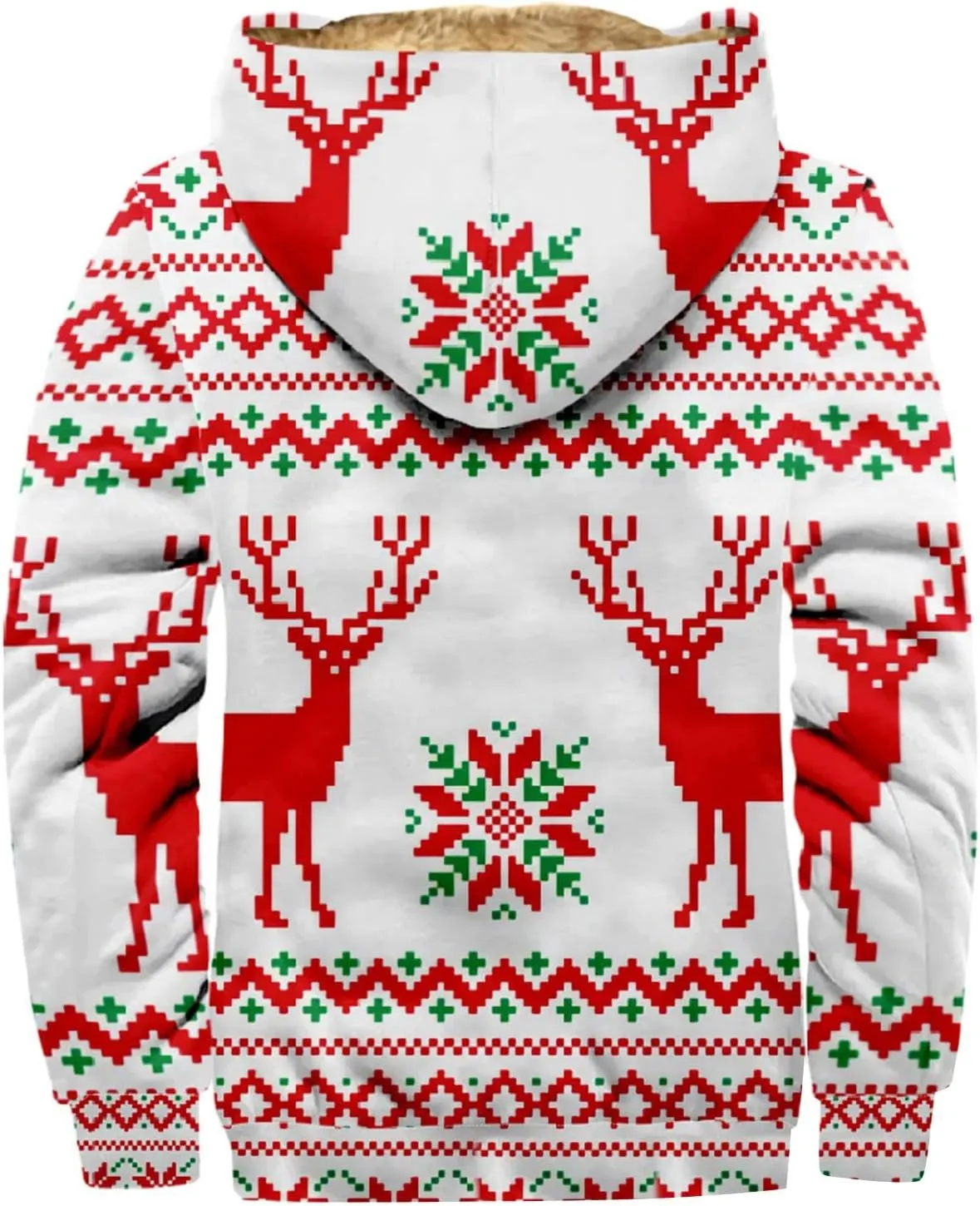 Christmas Hoodies for Men Heavyweight Sherpa Fleece Lined Reindeer Sweatshirts Oversized Full Zip Thick Winter Coats