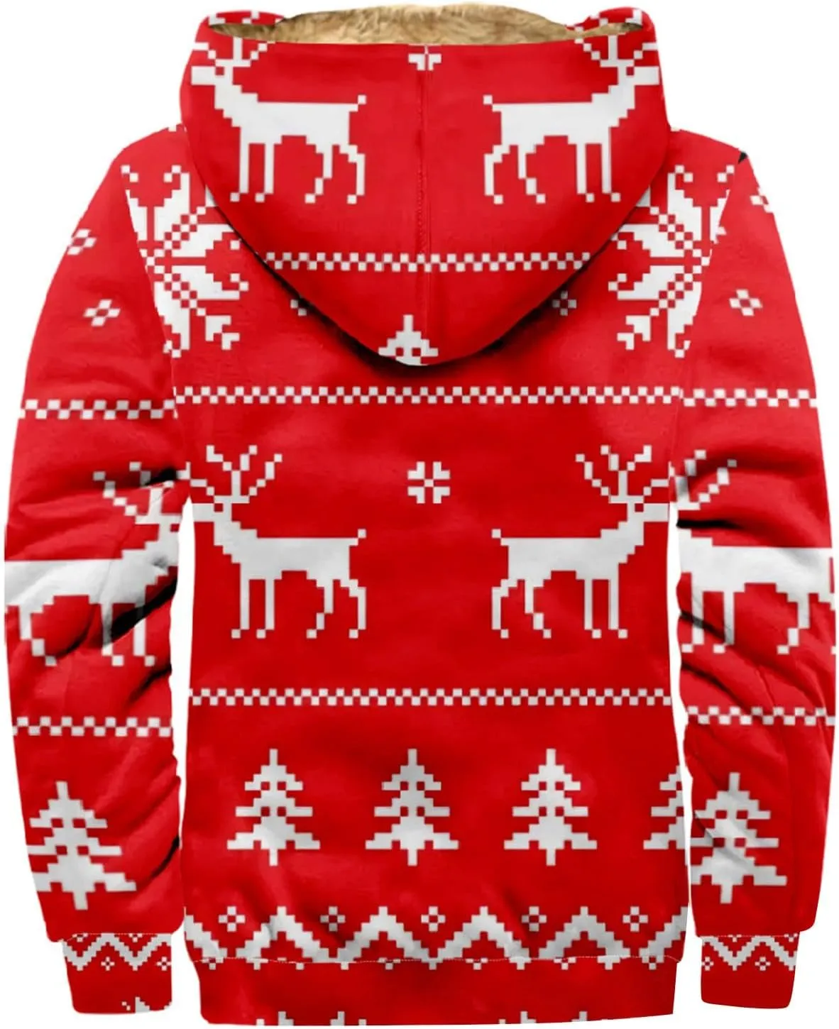 Christmas Hoodies for Men Heavyweight Sherpa Fleece Lined Reindeer Sweatshirts Oversized Full Zip Thick Winter Coats