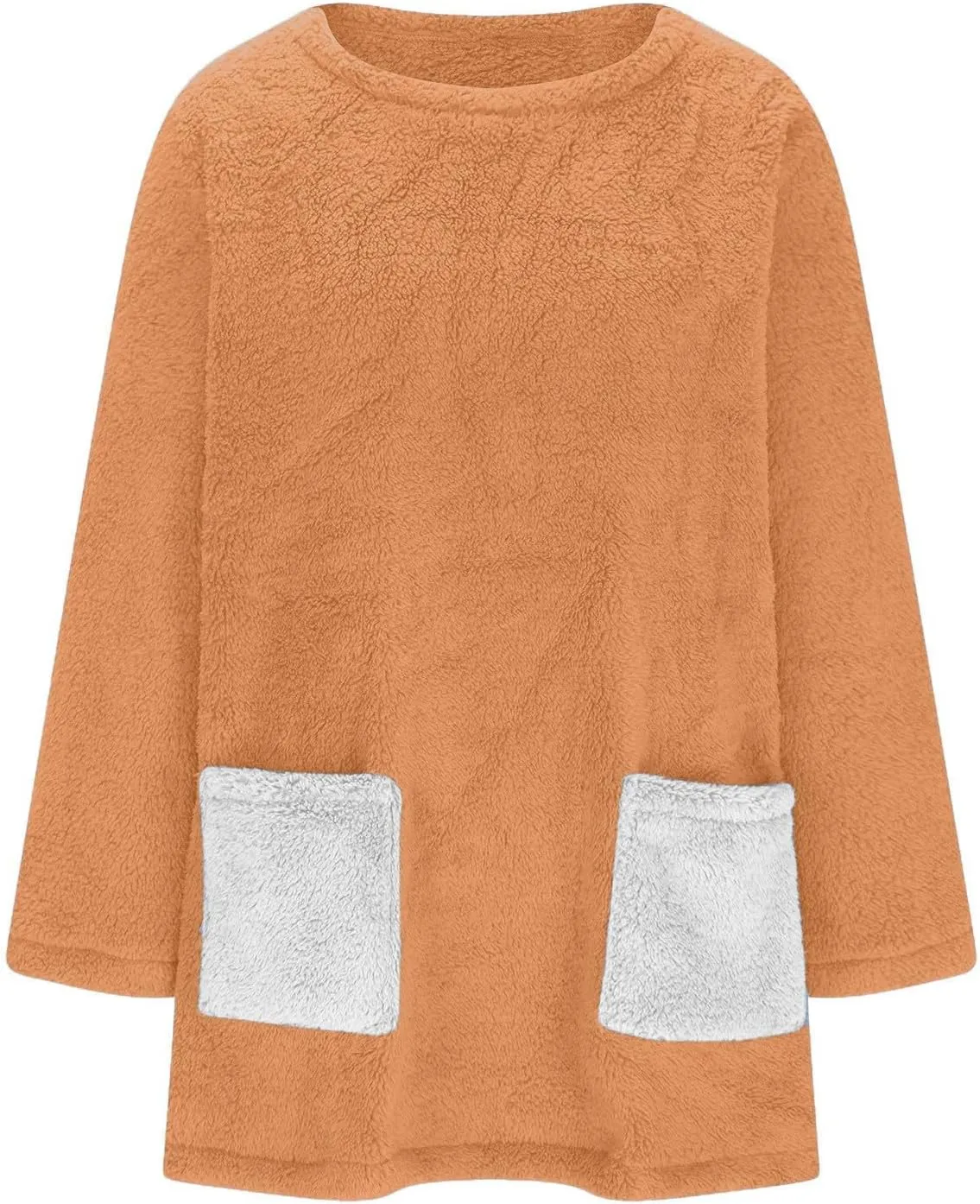 Color Block Long Sleeve Fleece CrewNeck Sweatshirt with Pockets for Women Reversible Lightweight Windbreaker Jackets