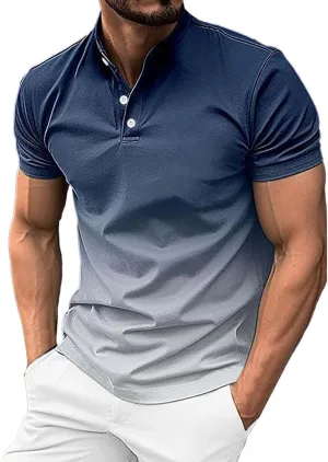 Color Block Polo Shirts for Men Sport Casual Golf Tennis Shirts Summer Short Sleeve Button Up Collared Work T-Shirt