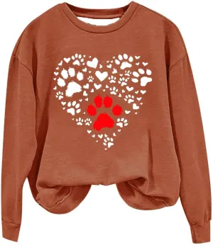 Crewneck Sweatshirts Women Casual Loose Fit Long Sleeve Love Printed Pullover Tops 2024 Fashion Graphic Fleece Clothes