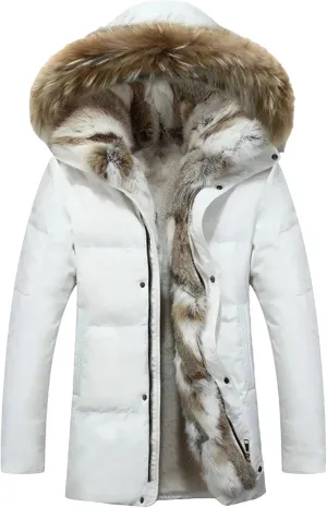 Dcvmvmn Men's Winter Hooded Collar Down Jackets Casual Down Parka Coats Solid Pockets Puffer Jackets