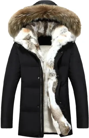 Dcvmvmn Men's Winter Hooded Collar Down Jackets Casual Down Parka Coats Solid Pockets Puffer Jackets