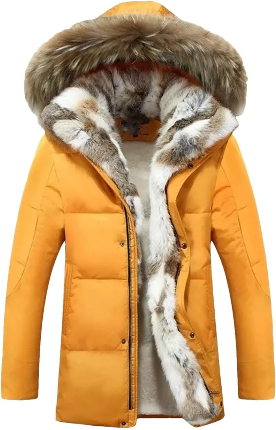 Dcvmvmn Men's Winter Hooded Collar Down Jackets Casual Down Parka Coats Solid Pockets Puffer Jackets