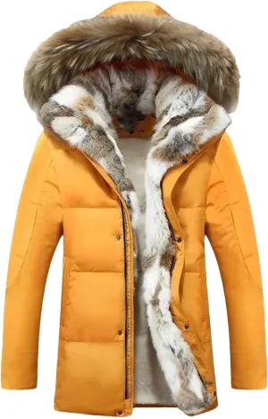 Dcvmvmn Men's Winter Hooded Collar Down Jackets Casual Down Parka Coats Solid Pockets Puffer Jackets
