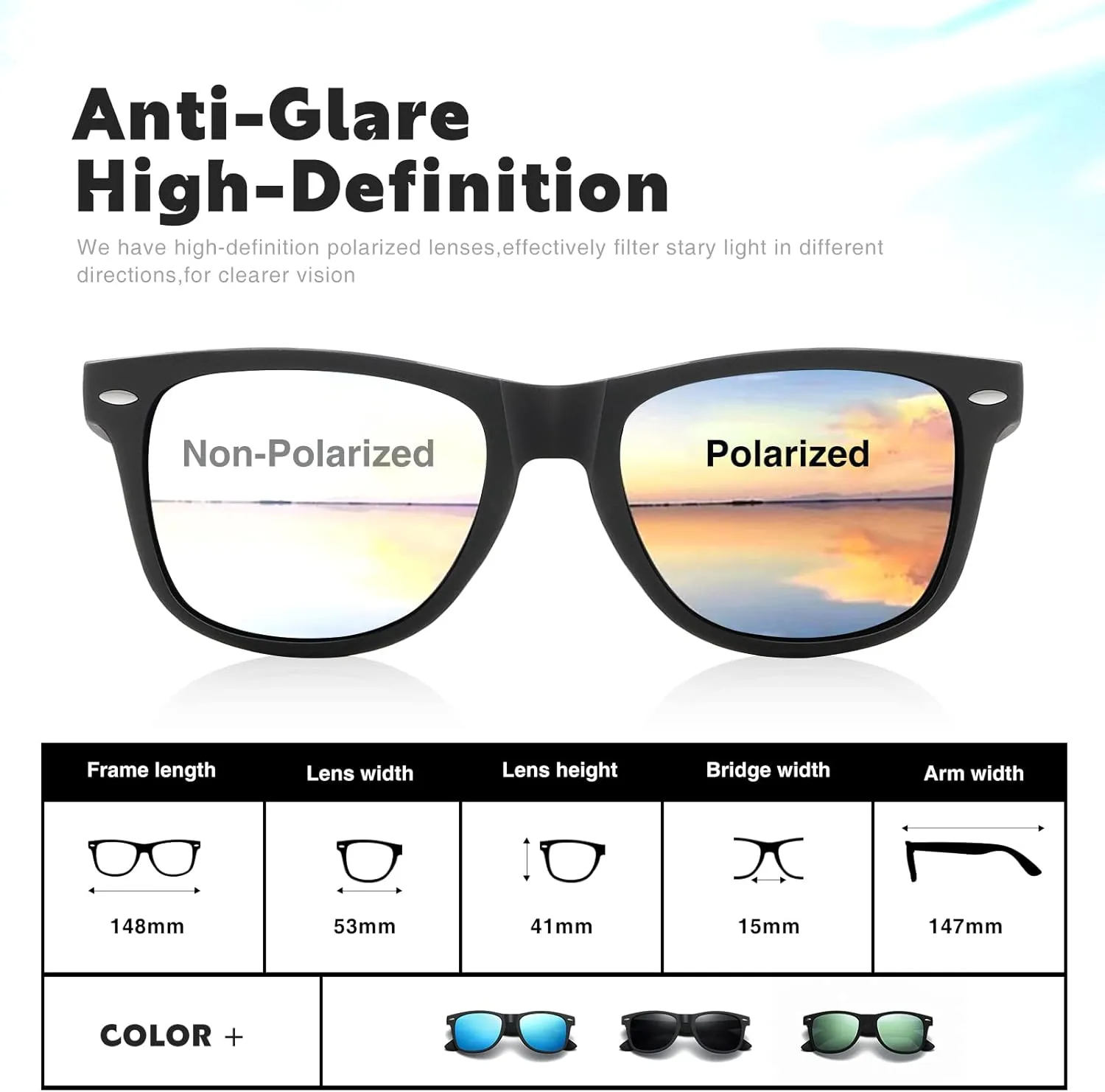 DEMIKOS Sunglasses Men Polarized Sunglasses for Mens Womens Retro Mirror Lens for Driving Fishing UV400 Protection