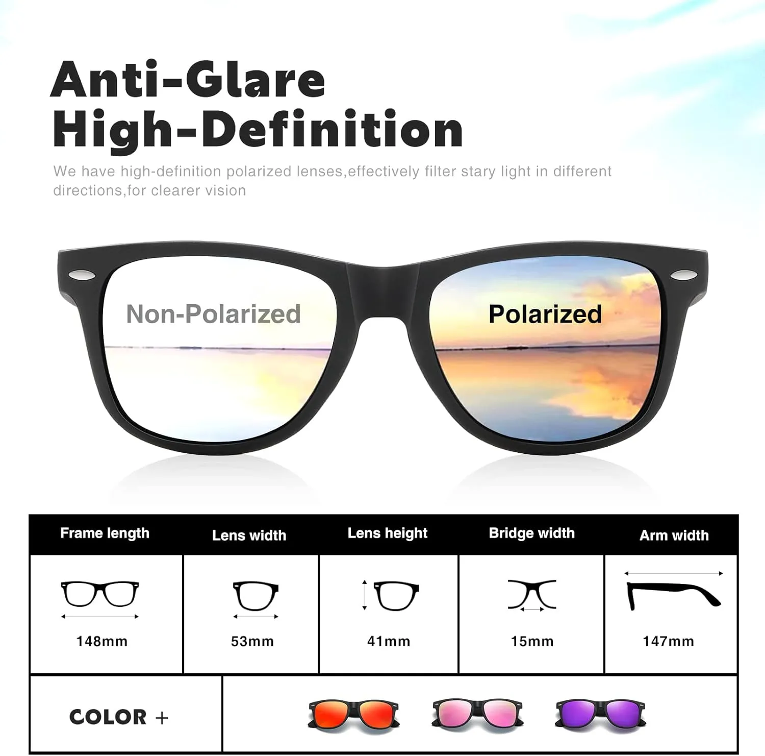 DEMIKOS Sunglasses Men Polarized Sunglasses for Mens Womens Retro Mirror Lens for Driving Fishing UV400 Protection