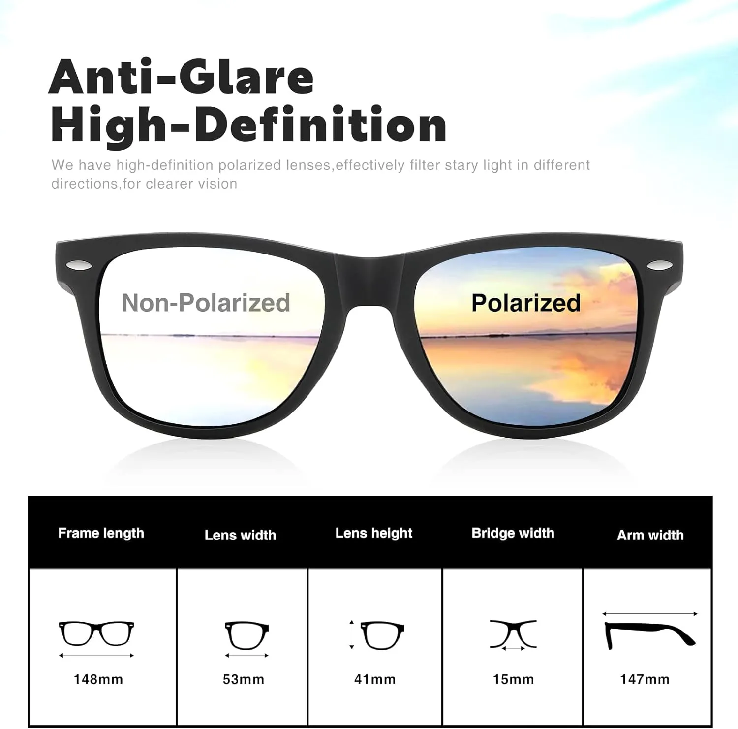 DEMIKOS Sunglasses Men Polarized Sunglasses for Mens Womens Retro Mirror Lens for Driving Fishing UV400 Protection
