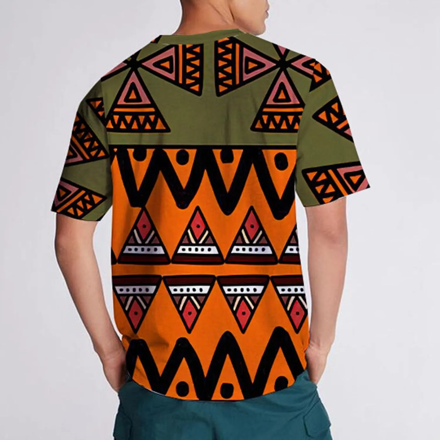 Designer Graphic Tees Men 2024 Vintage Africa Style Print Pullover Tops Summer Sport Fitness Short Sleeve Tee Shirt