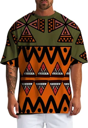 Designer Graphic Tees Men 2024 Vintage Africa Style Print Pullover Tops Summer Sport Fitness Short Sleeve Tee Shirt